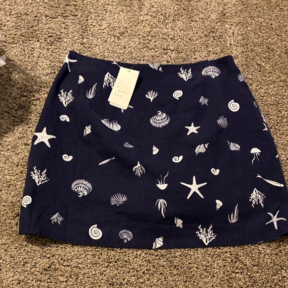 Navy Blue Sea Life Print Skirt - Picture 3 of 5